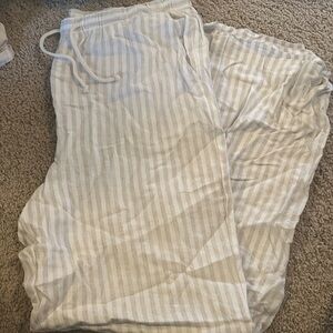 Thread & Supply Beige and White Striped Linen Blend Pants